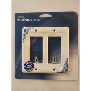 NEW Creative Accents Porcelain Blue‎ and White Floral Double Rocker Switch Plate